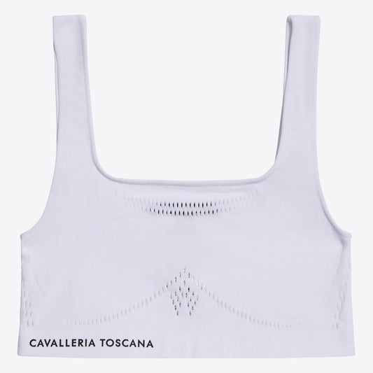 Tech Knit Crop Top Bra - White